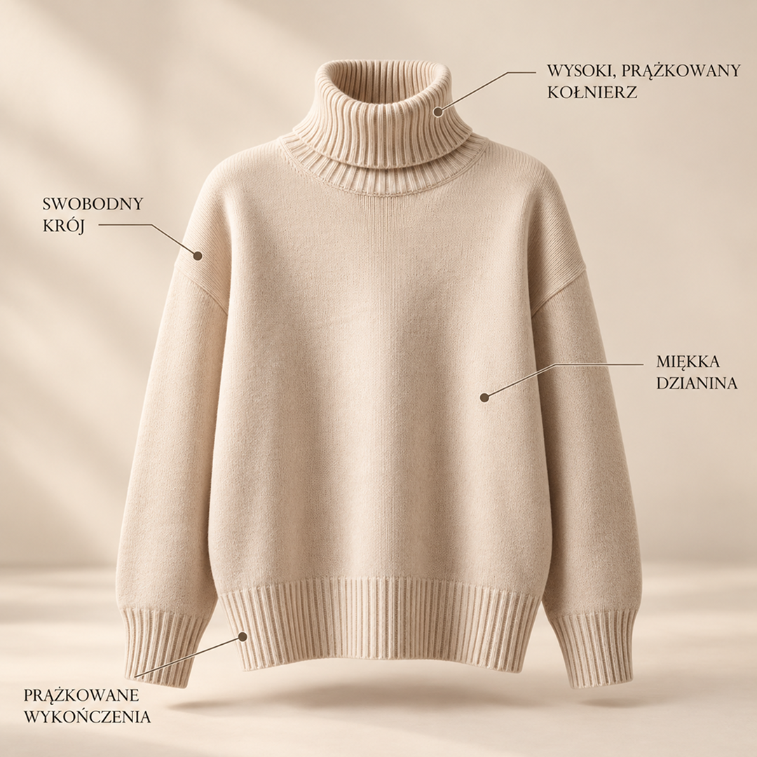SWETER ISABELLA Z KASZMIRU Z WYSOKIM KOŁNIERZEM