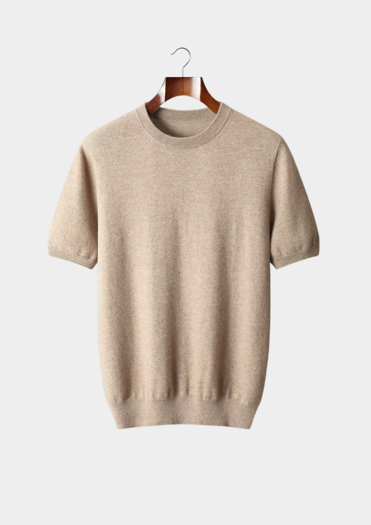 Premium Cashmere Classic Crewneck T-Shirt - Jasny Beż